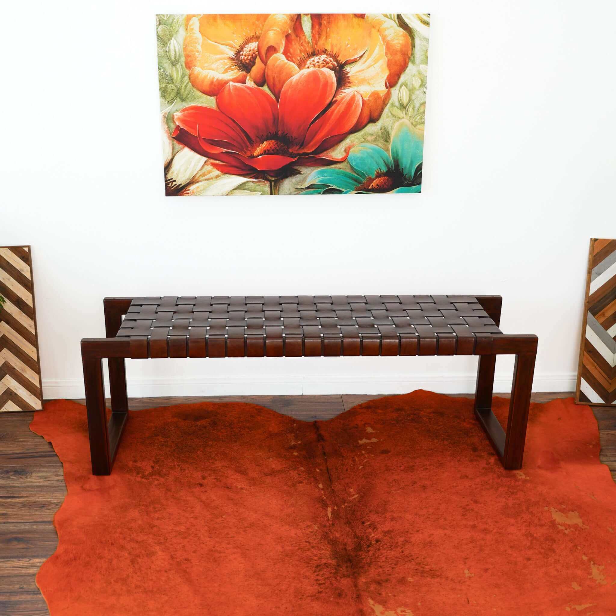 Ashcroft - Christina Leather Bench in Tan