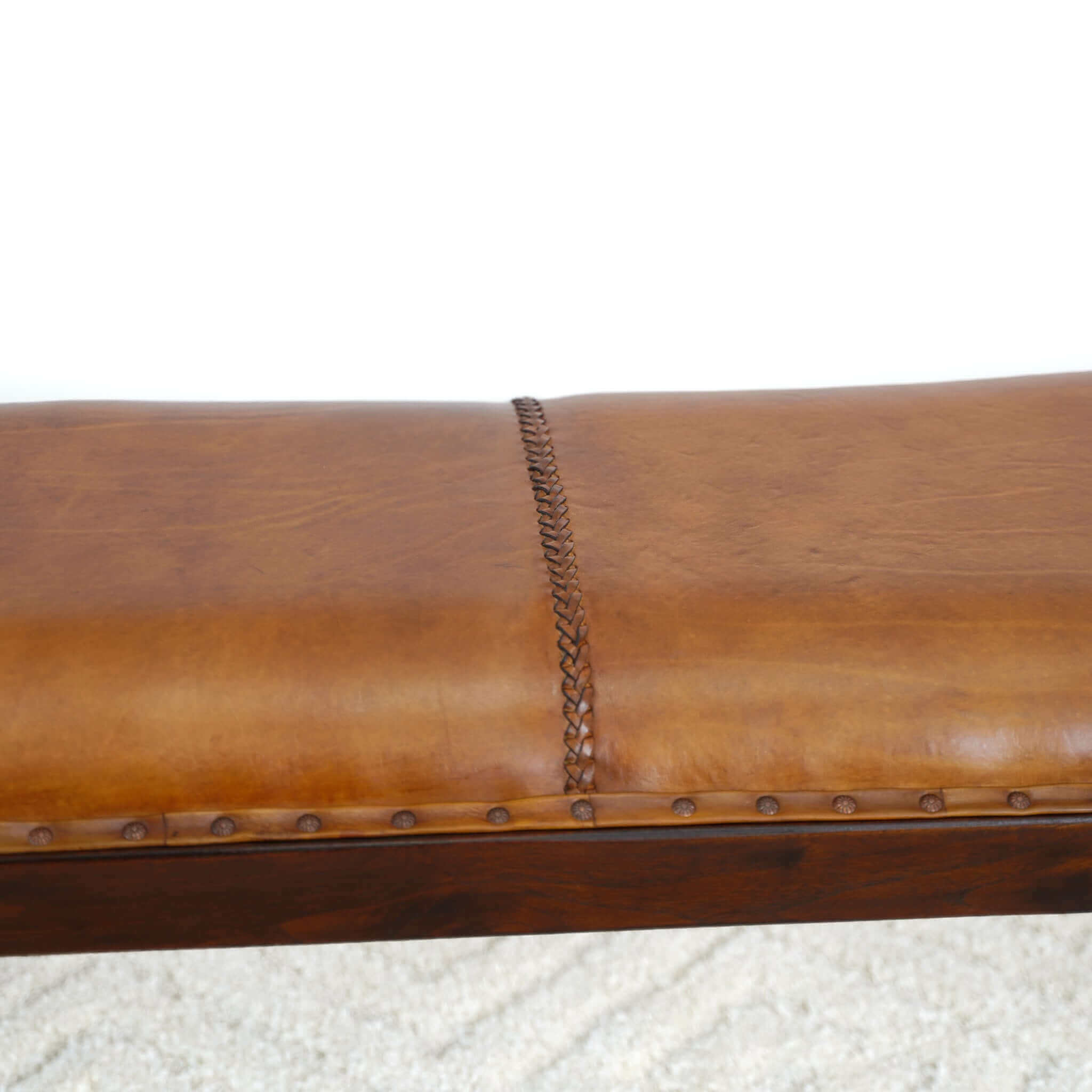 Ashcroft - Chad Mid-Century Modern Leather Bench in Tan