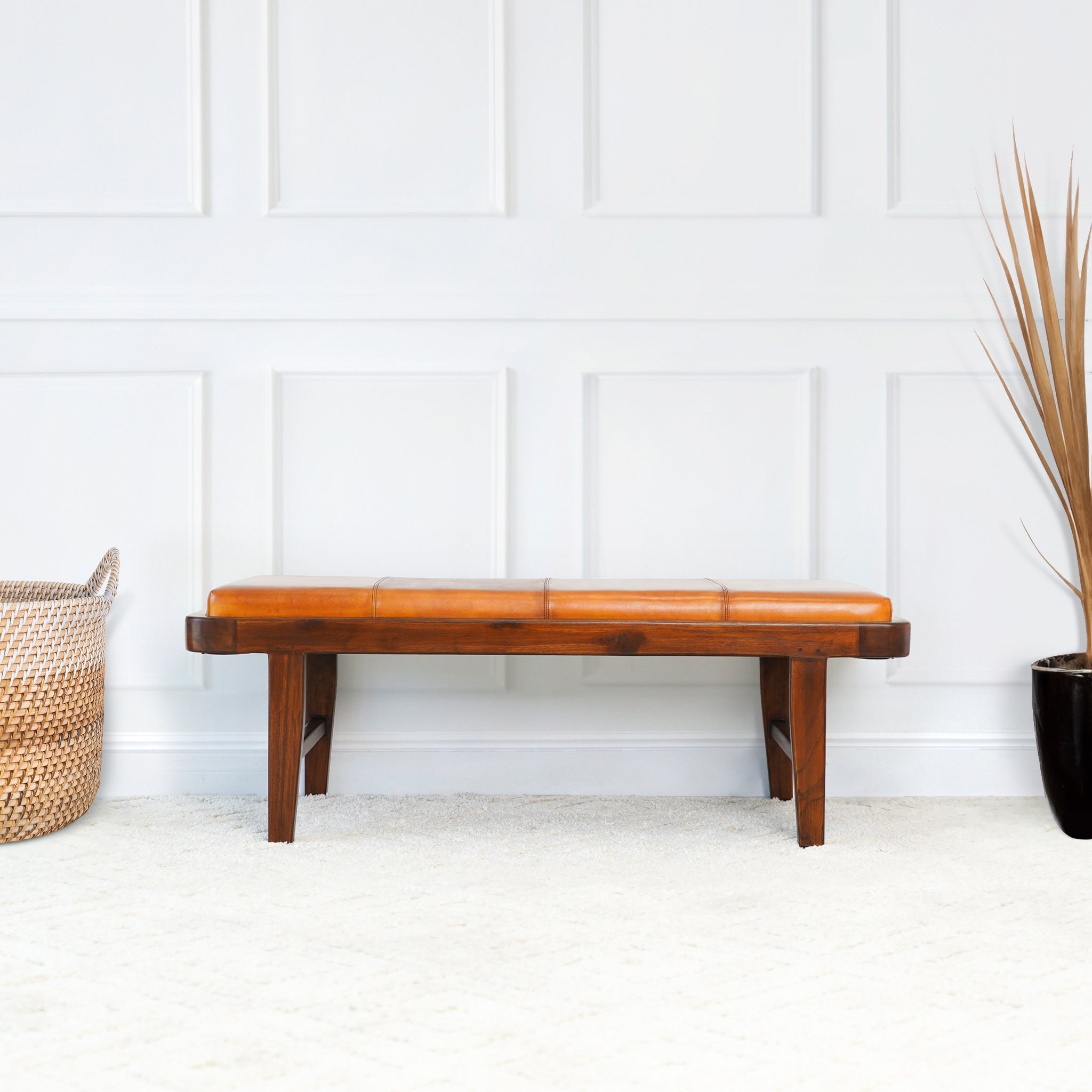 Ashcroft - Maddox Leather Bench in Tan