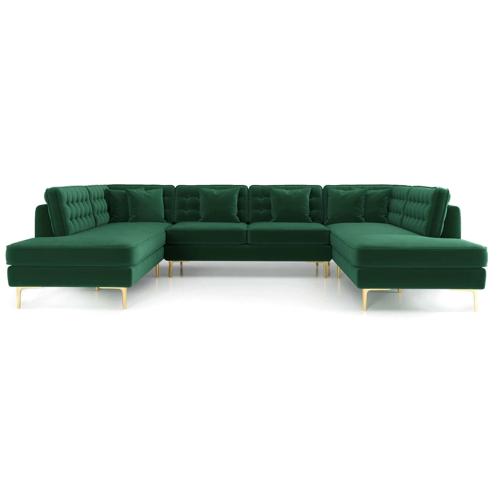 Ashcroft – Brooke Velvet U-Shape Corner Sofa in Green