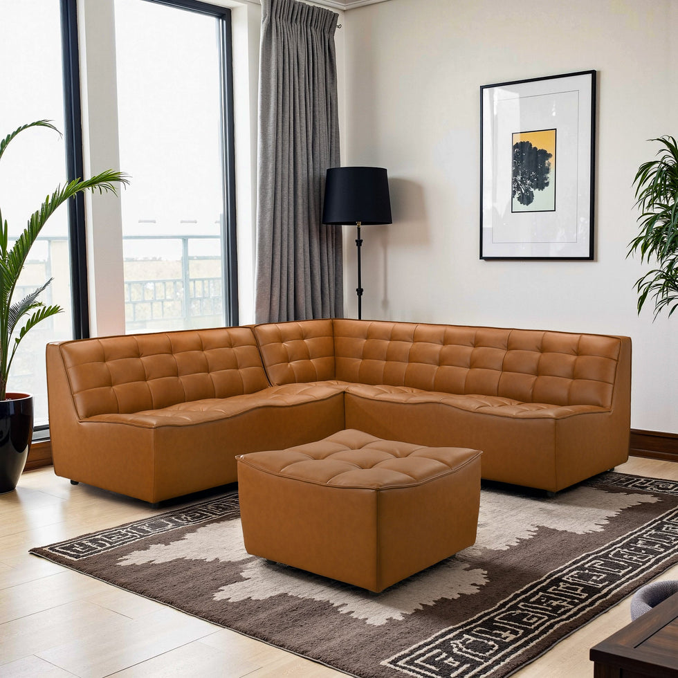 Ashcroft - Selen Comfy & Chic Corner Sectional Sofa with Ottoman