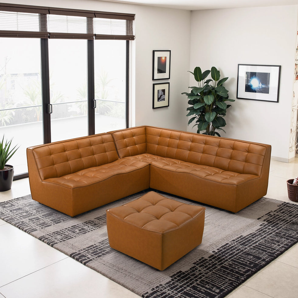 Ashcroft - Selen Comfy & Chic Corner Sectional Sofa with Ottoman