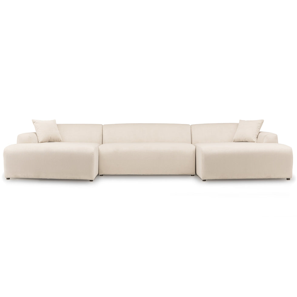 Ashcroft - Mar U-Shape Corner Sofa - Cream Corduroy