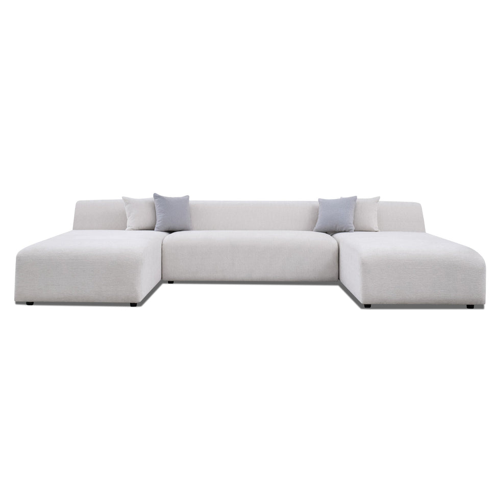 Ashcroft - Audrey Cream Chenille U Shape Corner Sofa