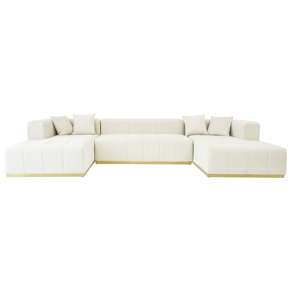 Ashcroft - Nolan U-Shape Corner Sofa - Cream Velvet