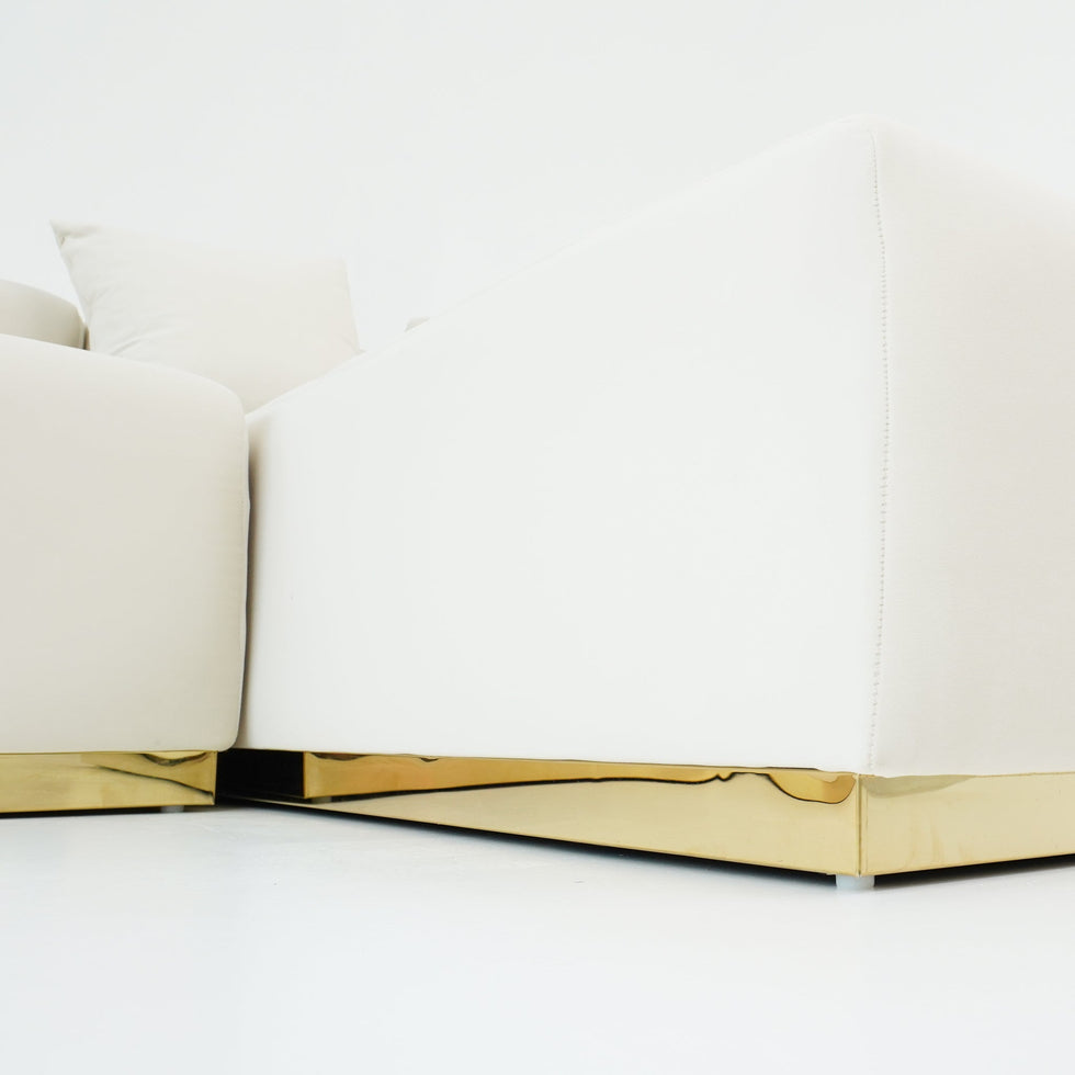 Ashcroft - Nolan U-Shape Corner Sofa - Cream Velvet