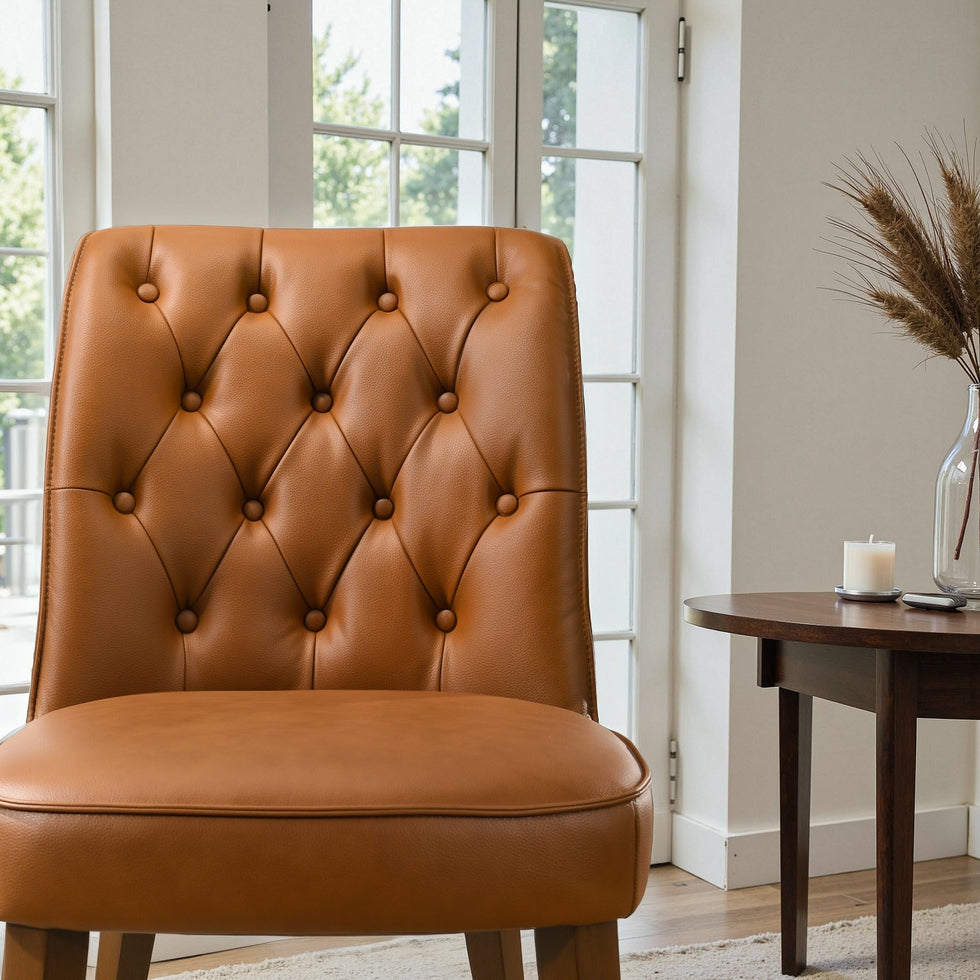 Ashcroft - Belmont Cognac Vegan Leather Dining Chair - Set Of 2