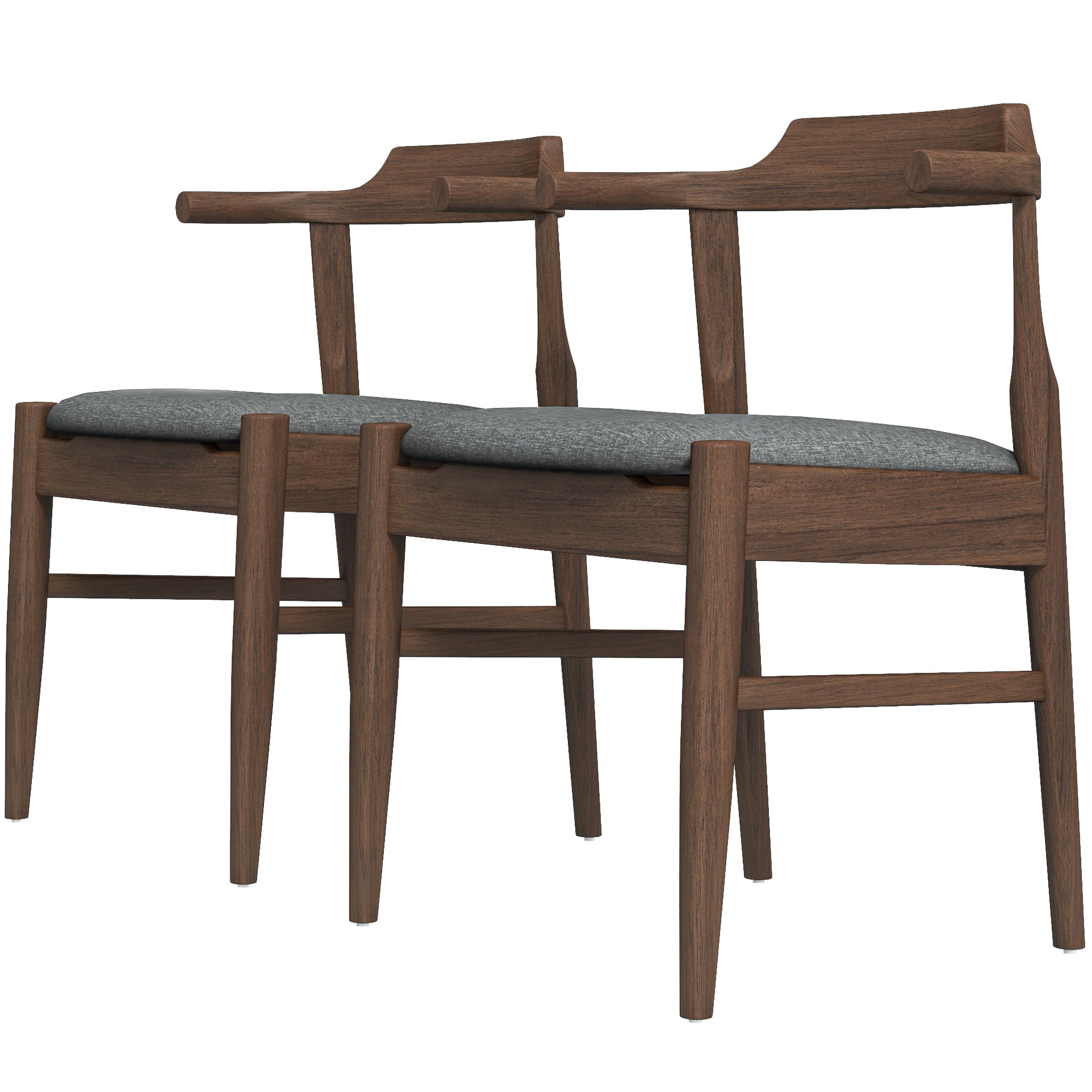 Ashcroft - Leon Mid-Century Modern Gray Fabric Dining Chair (Set of 2)