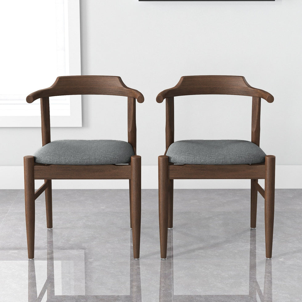Ashcroft - Leon Mid-Century Modern Gray Fabric Dining Chair (Set of 2)