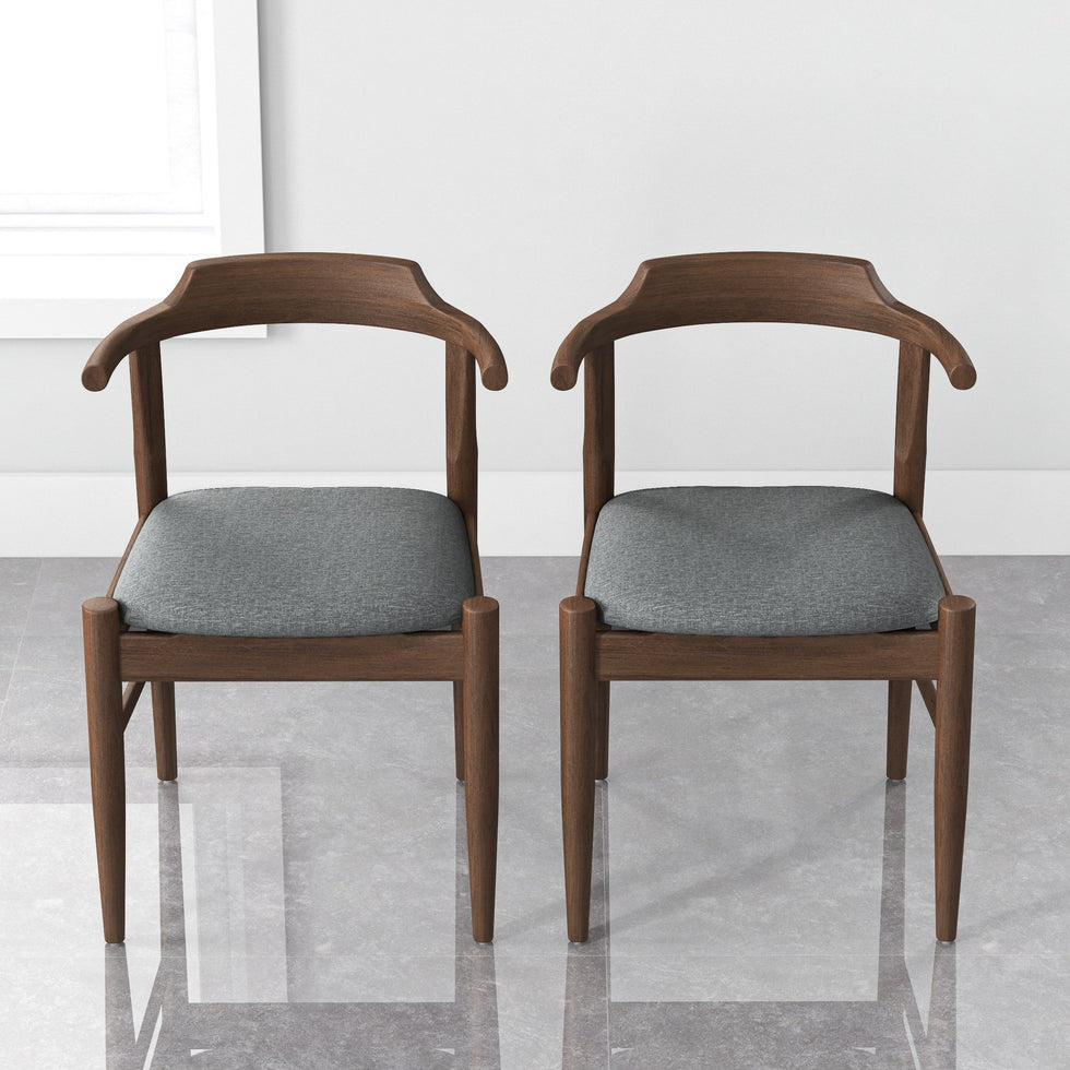 Ashcroft - Leon Mid-Century Modern Gray Fabric Dining Chair (Set of 2)