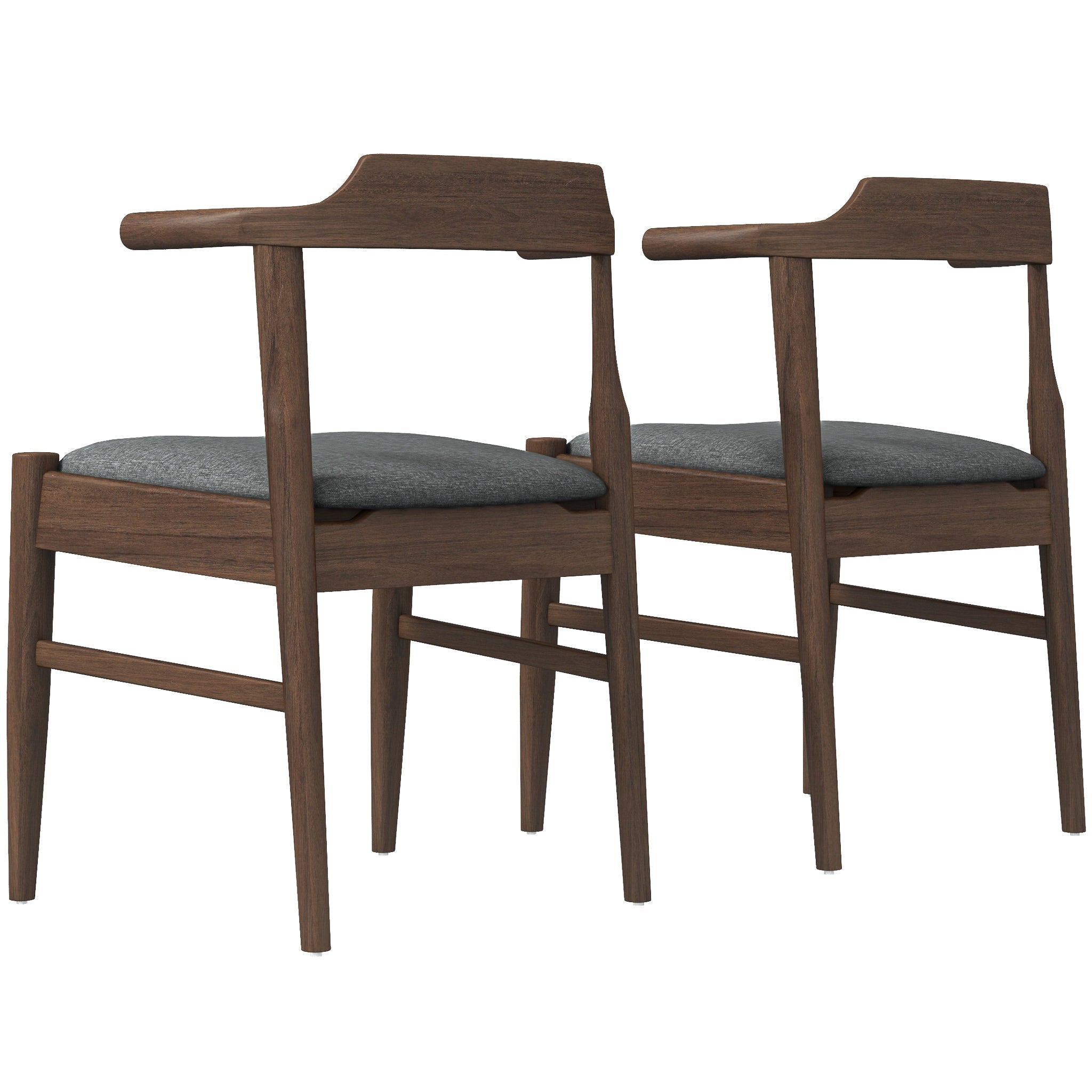 Ashcroft - Leon Mid-Century Modern Gray Fabric Dining Chair (Set of 2)