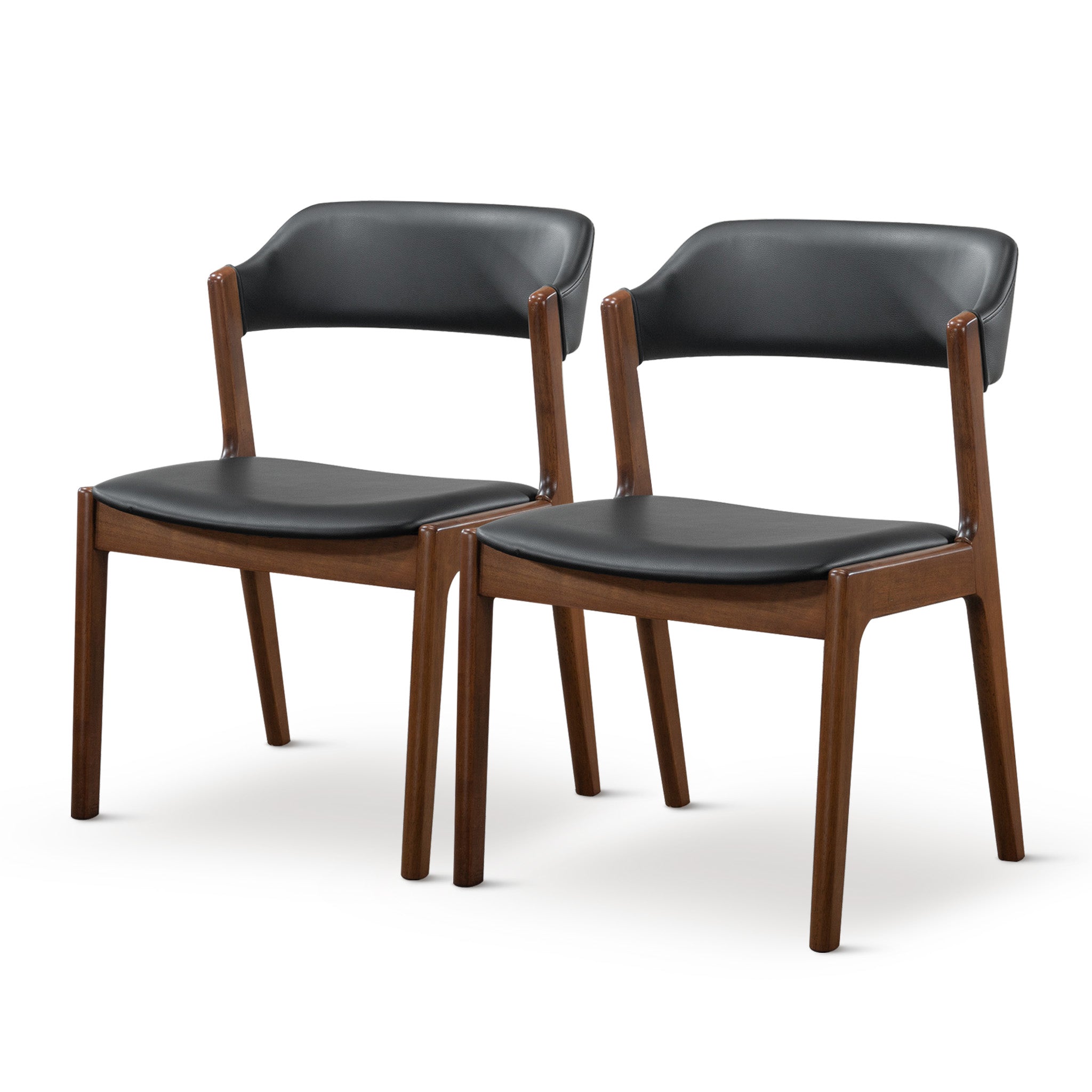 Ashcroft - Enzo Black Leather Dining Chair (Set Of 2)