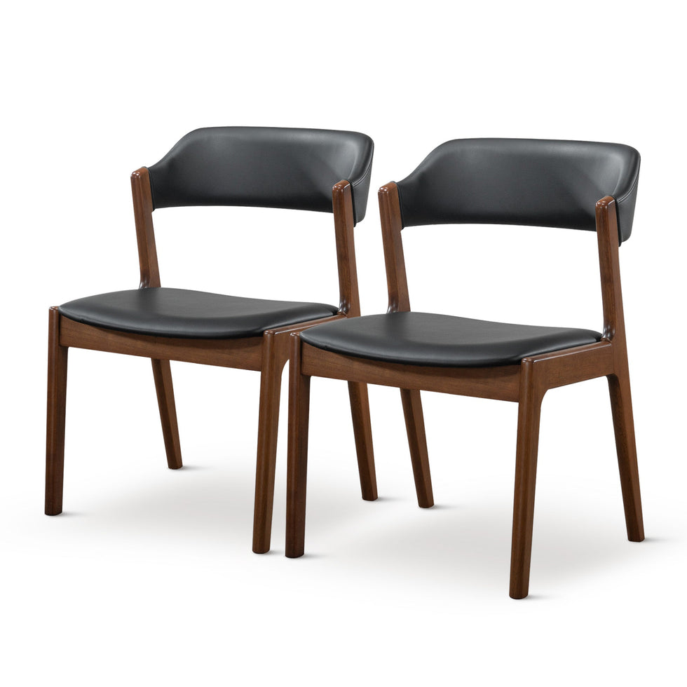 Ashcroft - Enzo Black Leather Dining Chair (Set Of 2)