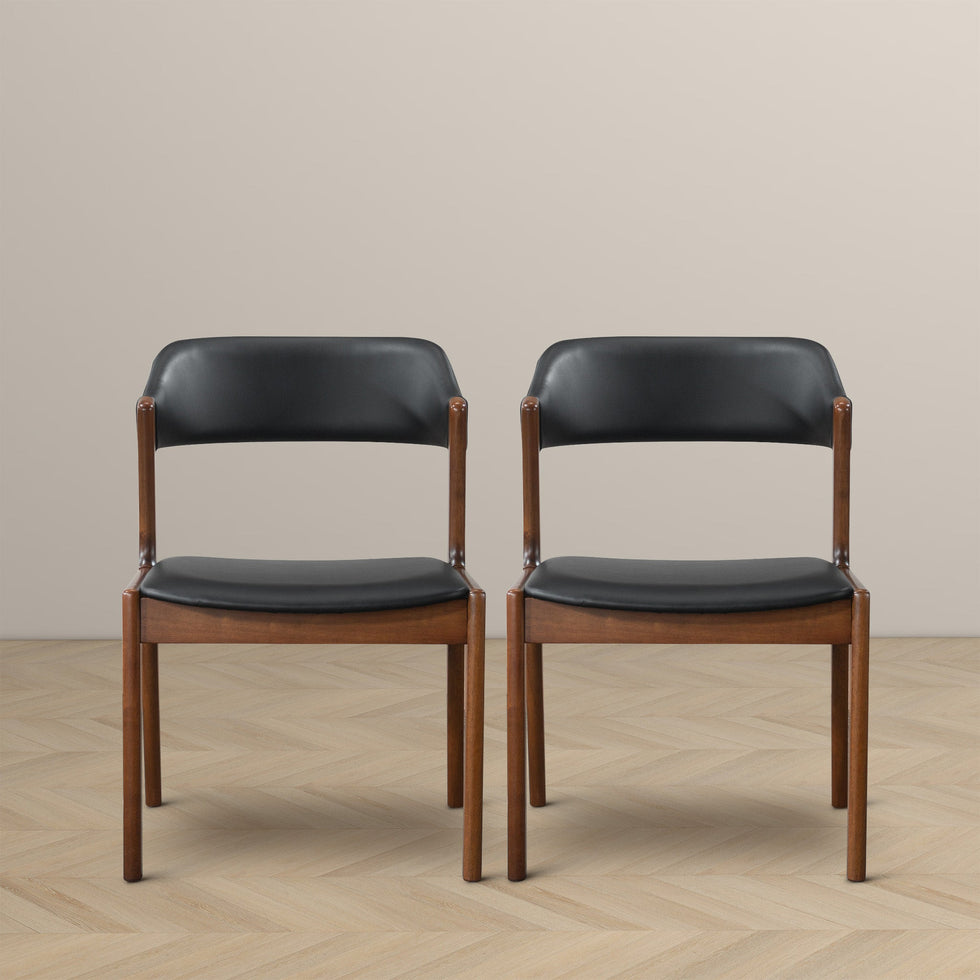 Ashcroft - Enzo Black Leather Dining Chair (Set Of 2)