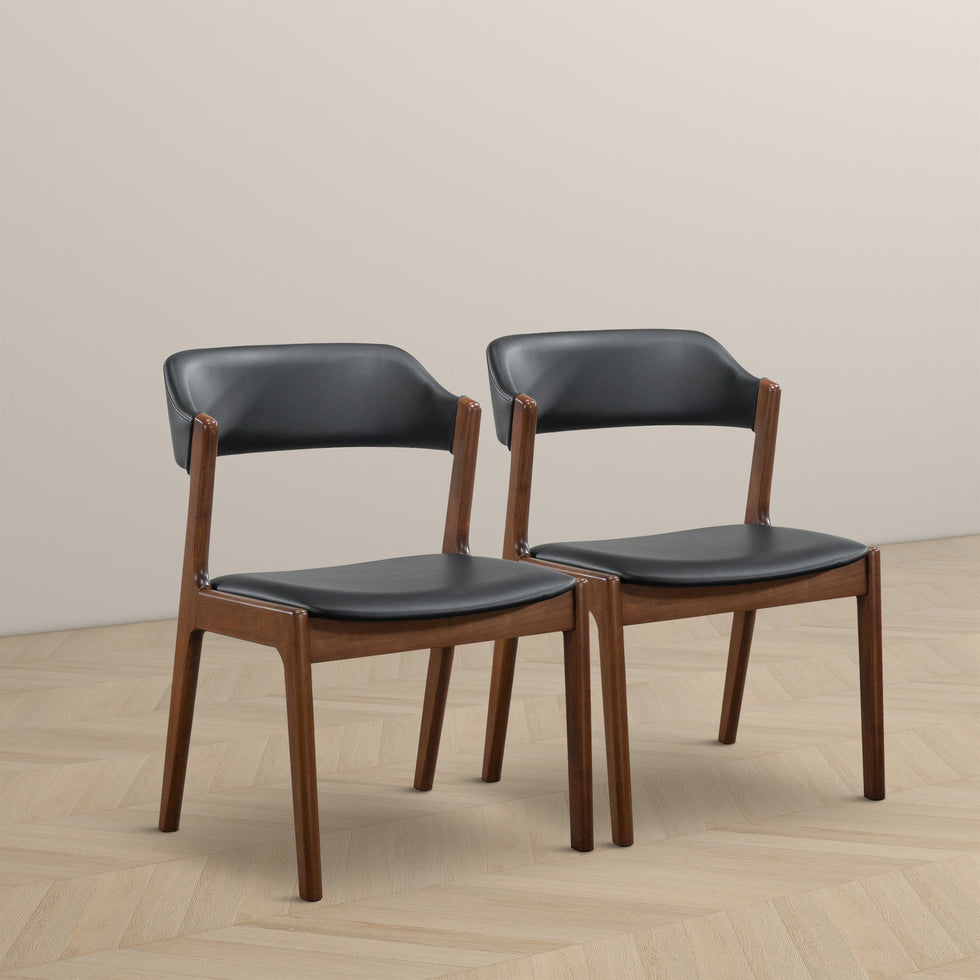 Ashcroft - Enzo Black Leather Dining Chair (Set Of 2)