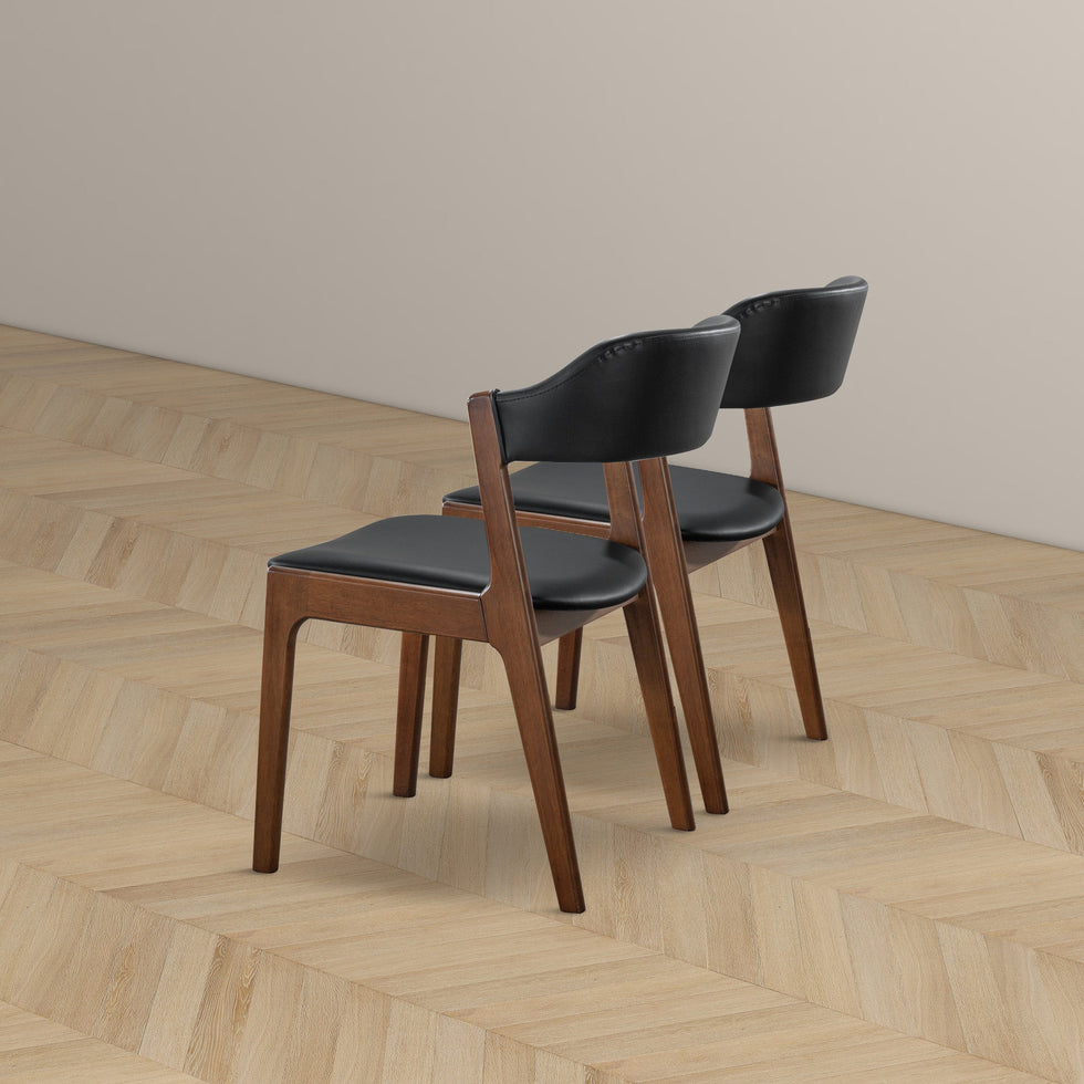 Ashcroft - Enzo Black Leather Dining Chair (Set Of 2)