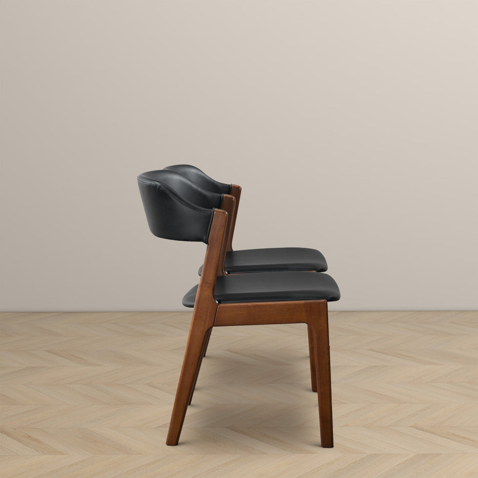 Ashcroft - Enzo Black Leather Dining Chair (Set Of 2)