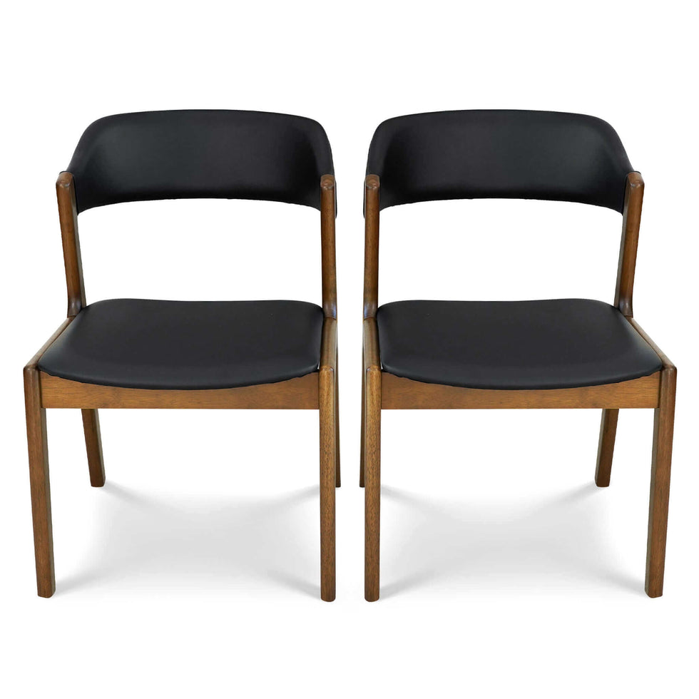 Ashcroft - Enzo Black Leather Dining Chair (Set Of 2)
