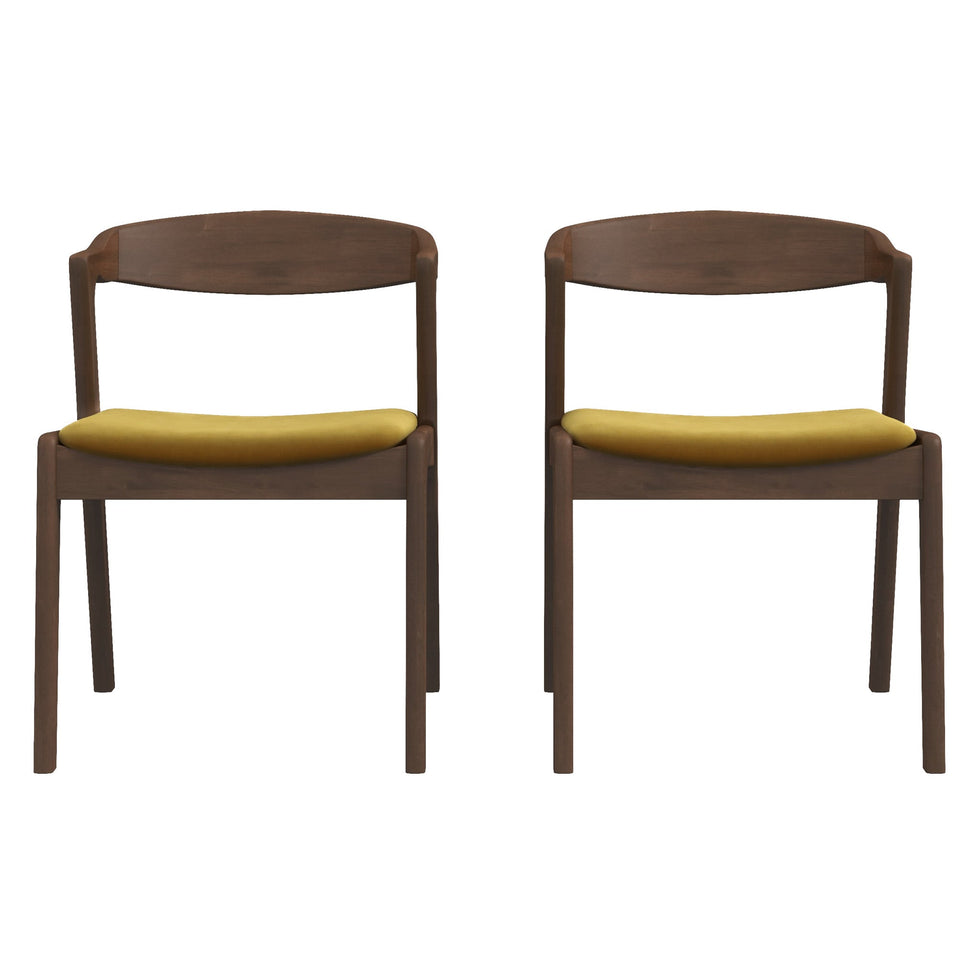Ashcroft - Dakota Dark Yellow Velvet Dining Chair (Set Of 2)