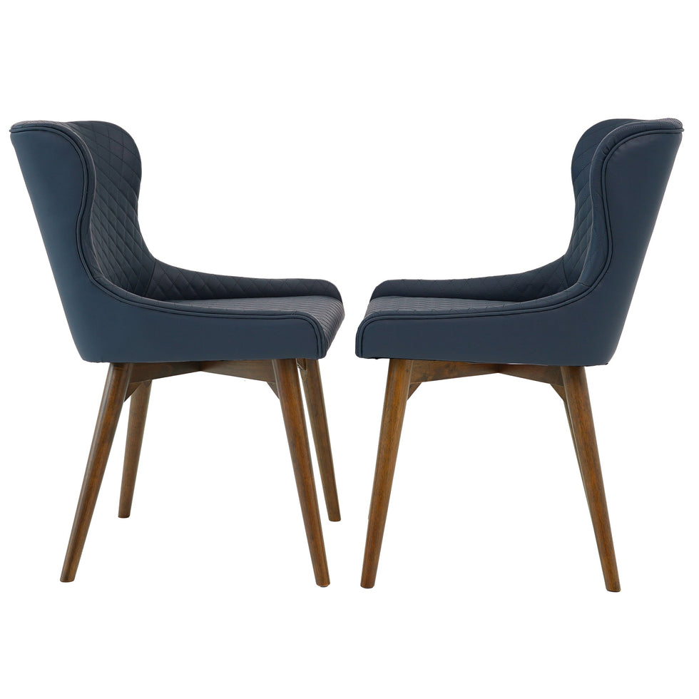 Ashcroft - Robin Dining Chair Set of 2 - Navy Blue Vegan Leather