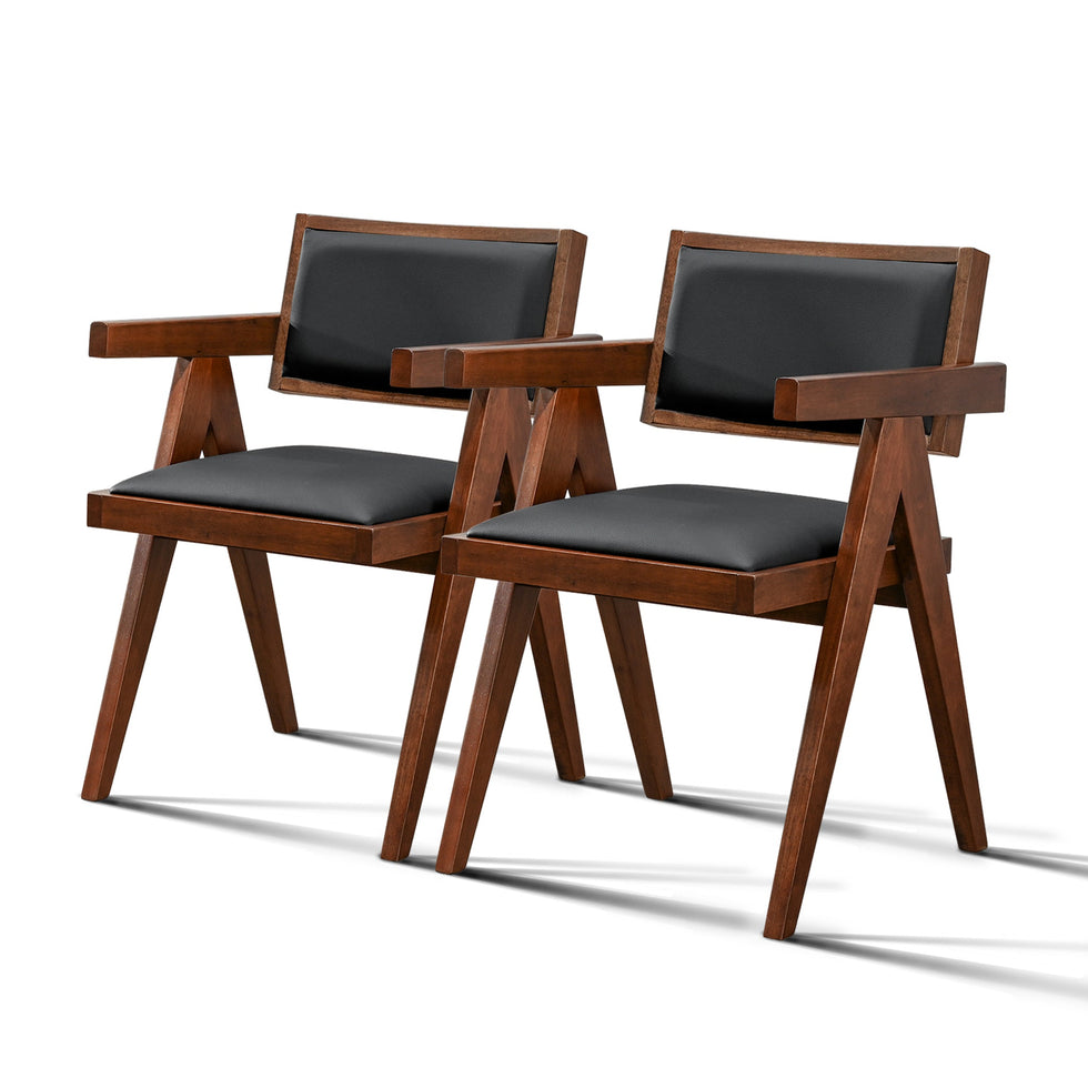 Ashcroft - Athena Vegan Leather Dining Chair (Set Of 2) in Black