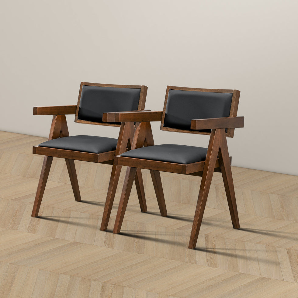 Ashcroft - Athena Vegan Leather Dining Chair (Set Of 2) in Black