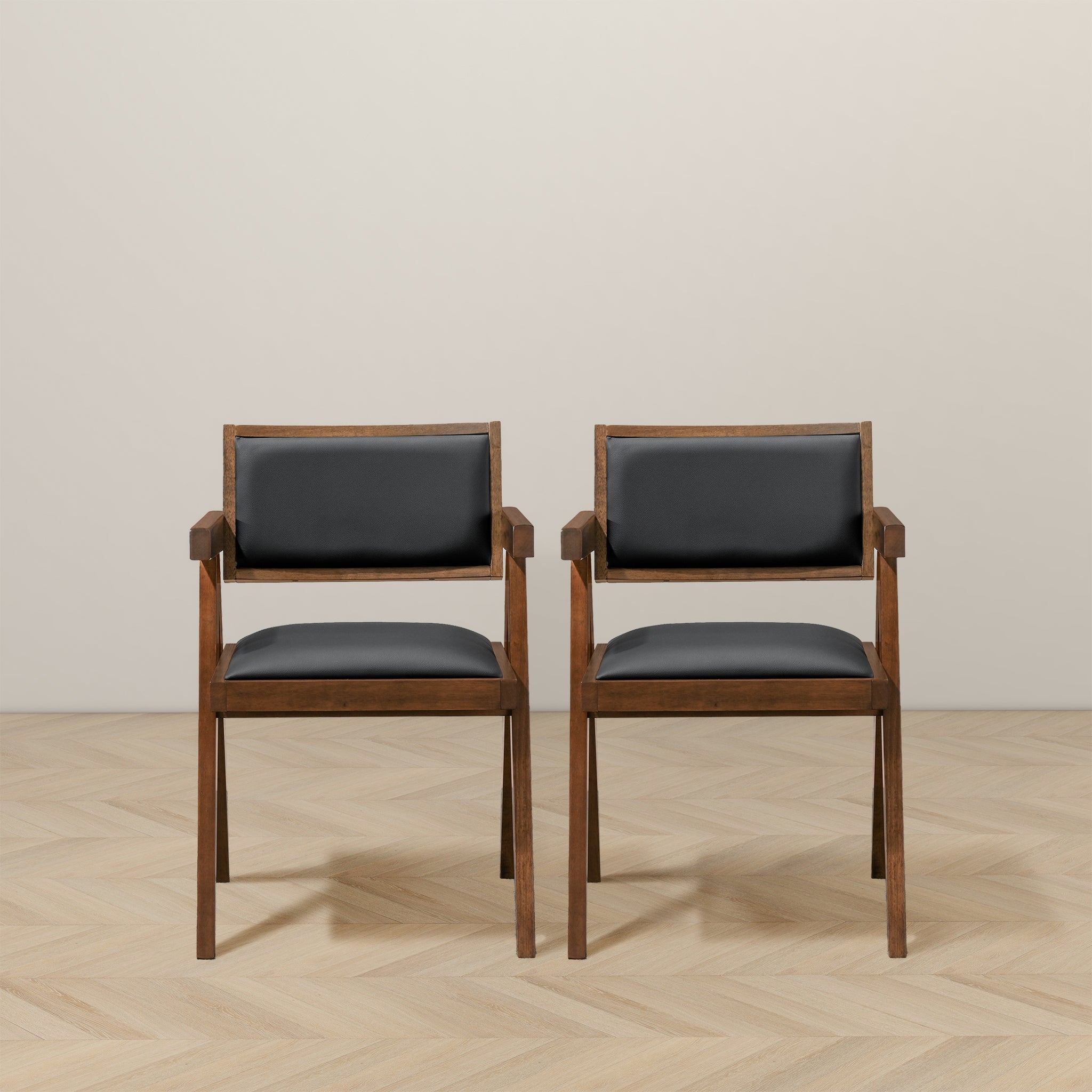 Ashcroft - Athena Vegan Leather Dining Chair (Set Of 2) in Black