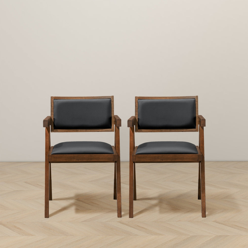 Ashcroft - Athena Vegan Leather Dining Chair (Set Of 2) in Black