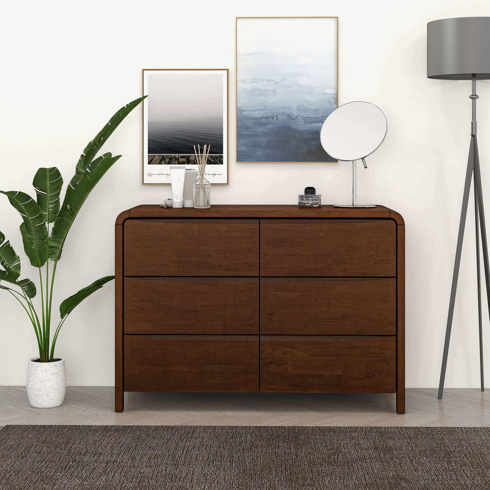 Ashcroft - Lionel Mid-Century Modern Solid Wood Dresser with 6 Drawers