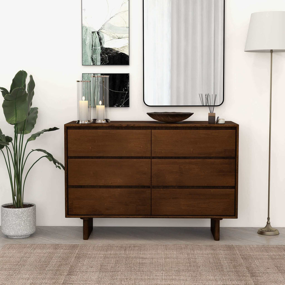 Ashcroft - Dubrovnik Mid-Century Modern Walnut Dresser with 6 Drawers