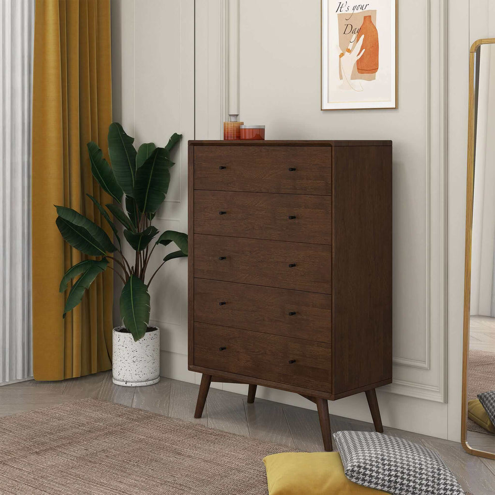 Ashcroft - Caroline Mid Century Modern Solid Wood Dresser 5-Drawer
