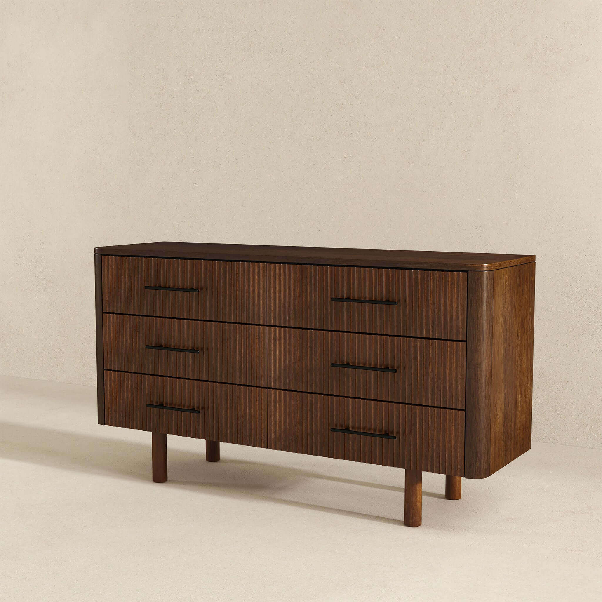 Ashcroft - Logan Mid-Century Modern Walnut Dresser with 6 Drawers