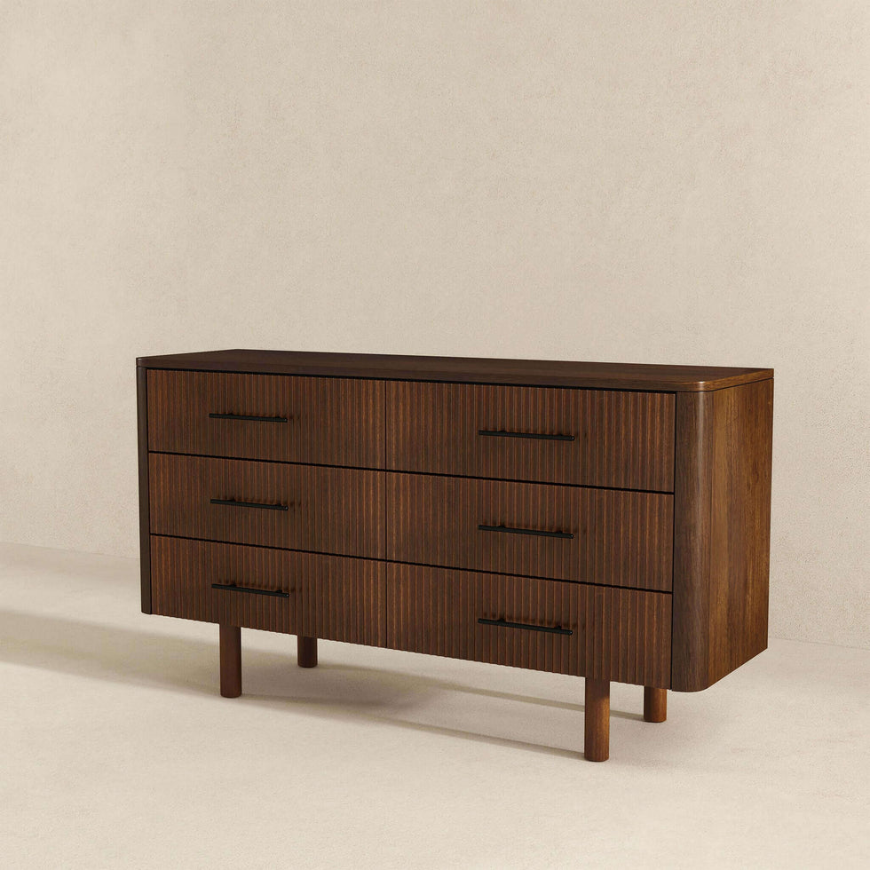 Ashcroft - Logan Mid-Century Modern Walnut Dresser with 6 Drawers