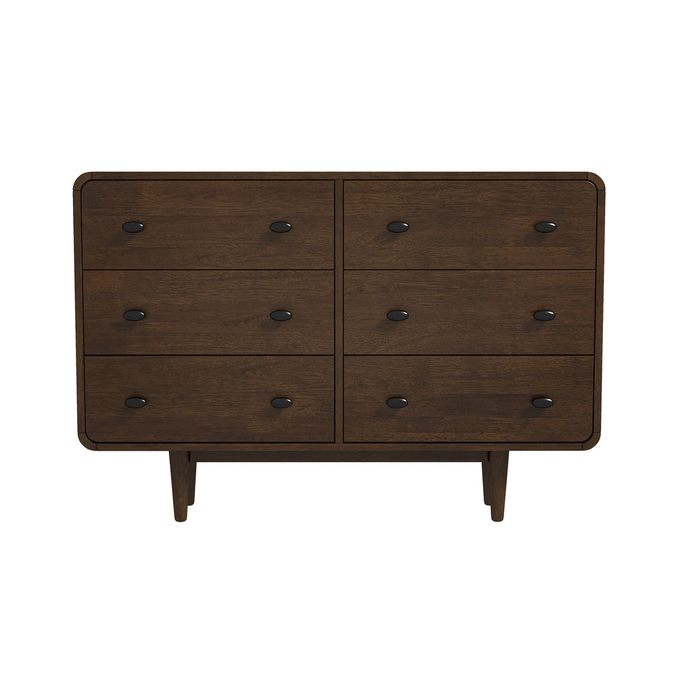 Ashcroft Alexa Mid-Century Modern Dresser with 6 Drawers in Brown