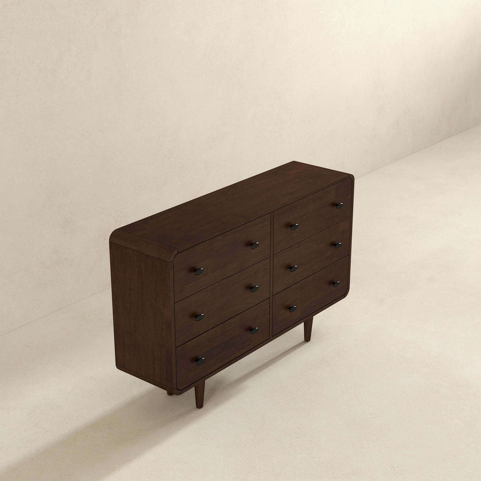 Ashcroft Alexa Mid-Century Modern Dresser with 6 Drawers in Brown