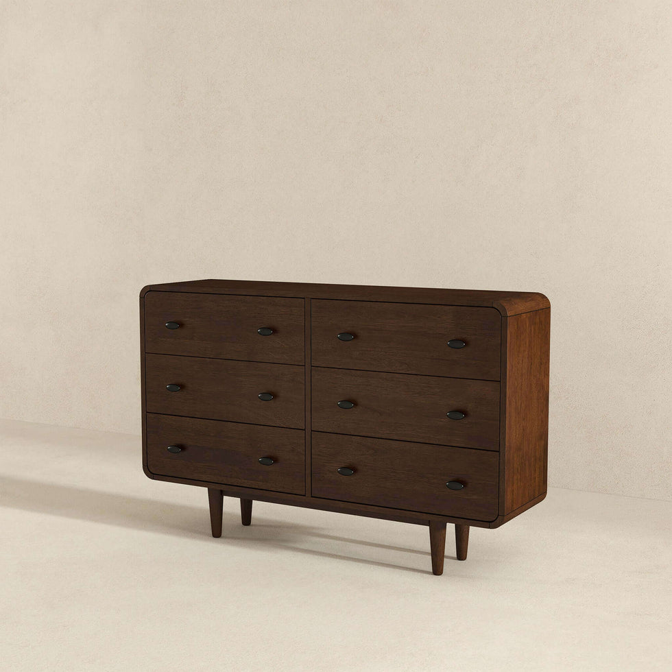 Ashcroft Alexa Mid-Century Modern Dresser with 6 Drawers in Brown