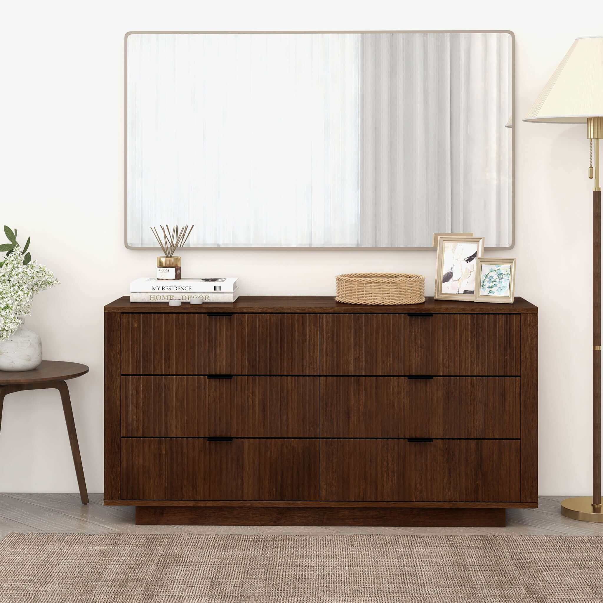 Ashcroft - Lola Mid-Century Modern Walnut Dresser with 6 Drawers in Walnut