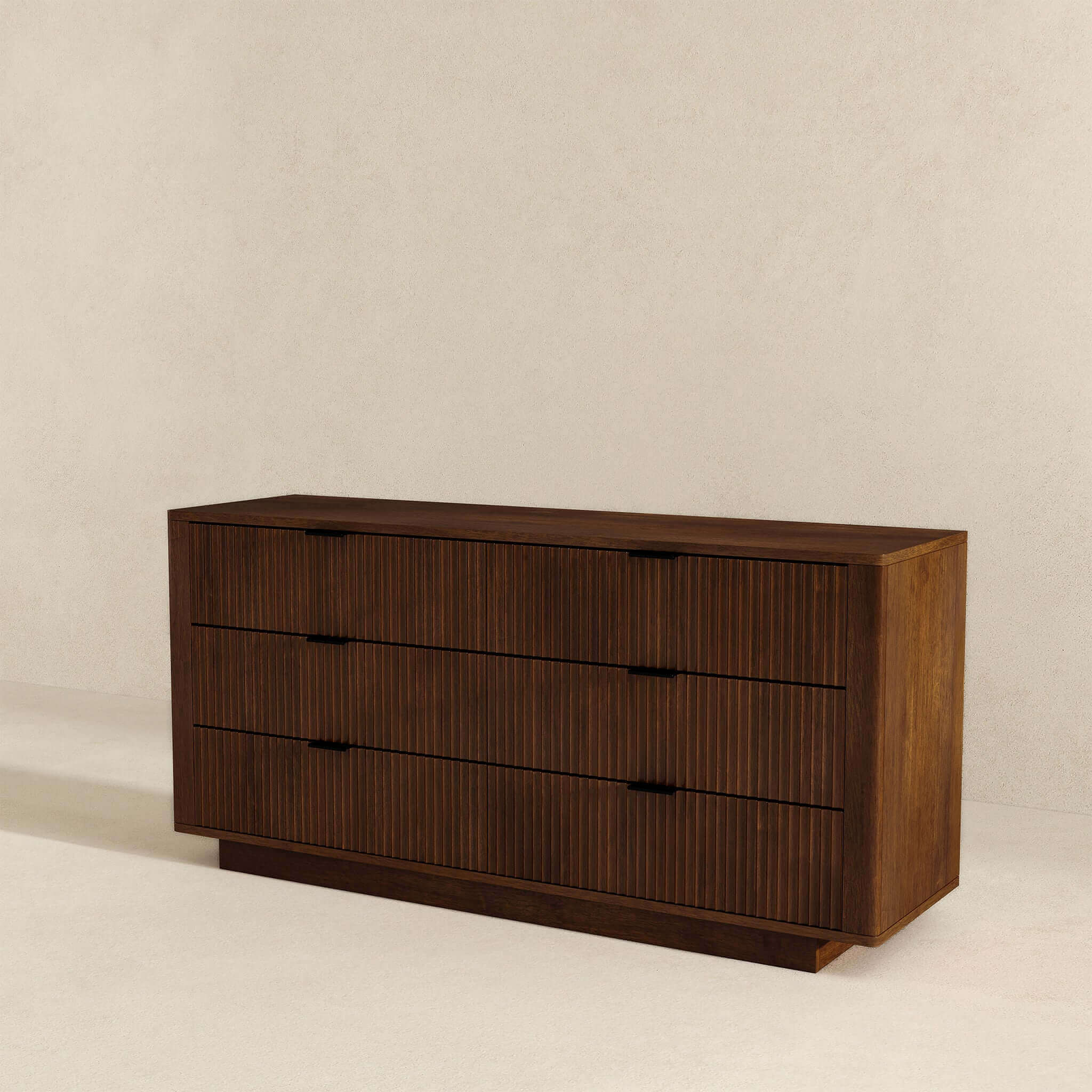 Ashcroft - Lola Mid-Century Modern Walnut Dresser with 6 Drawers in Walnut