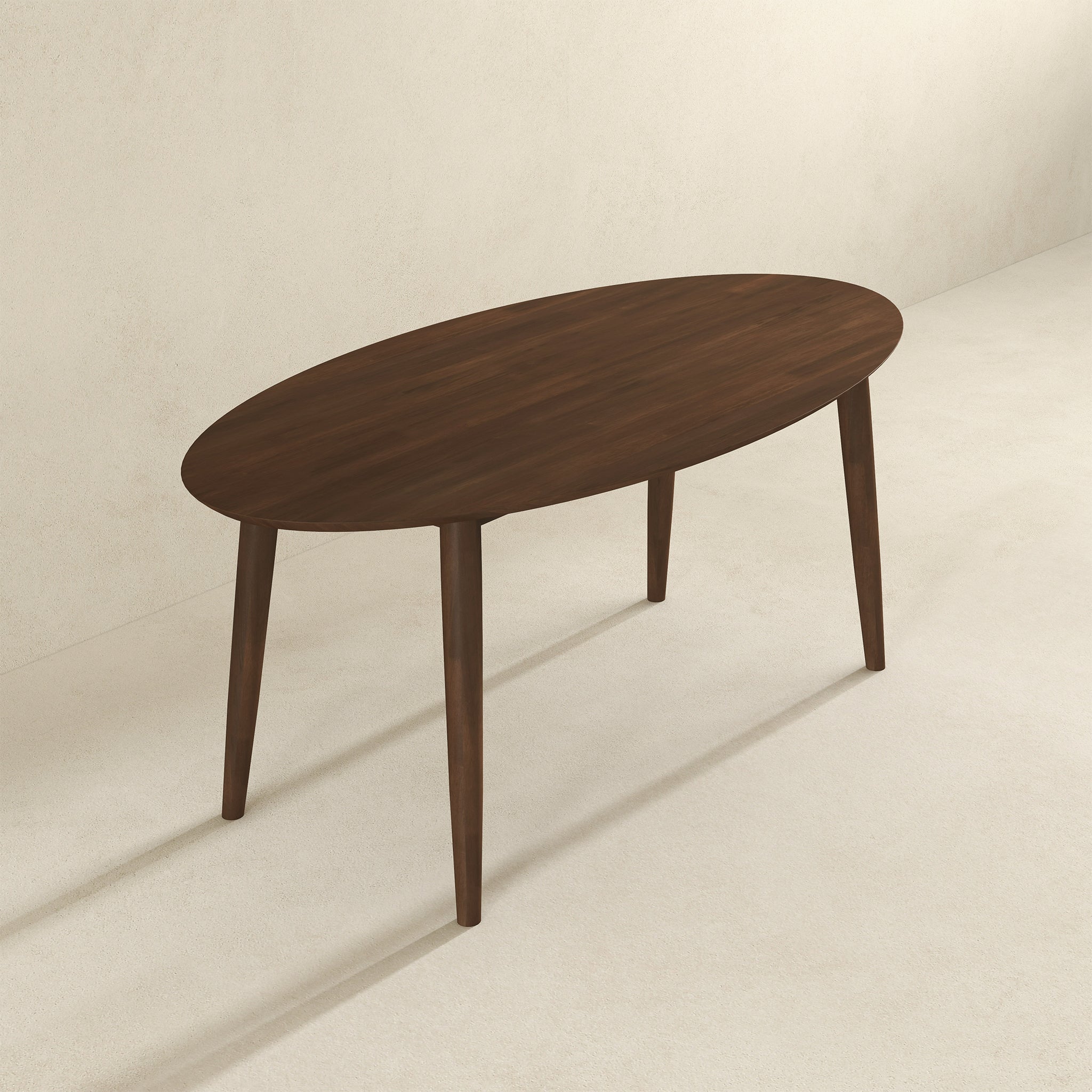 Ashcroft - Ada Mid-Century Modern Style Solid Wood Walnut Oval Dining Table