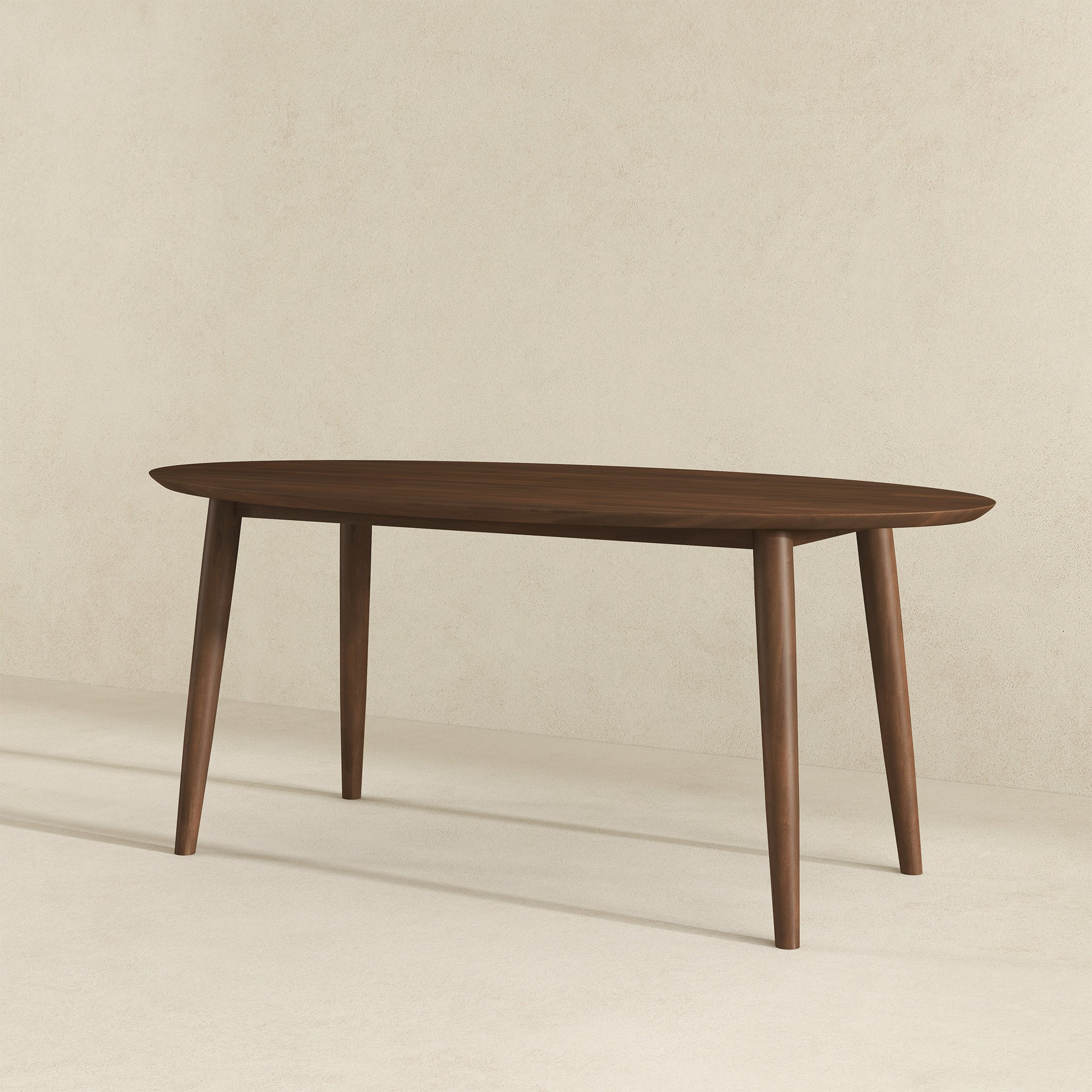 Ashcroft - Ada Mid-Century Modern Style Solid Wood Walnut Oval Dining Table