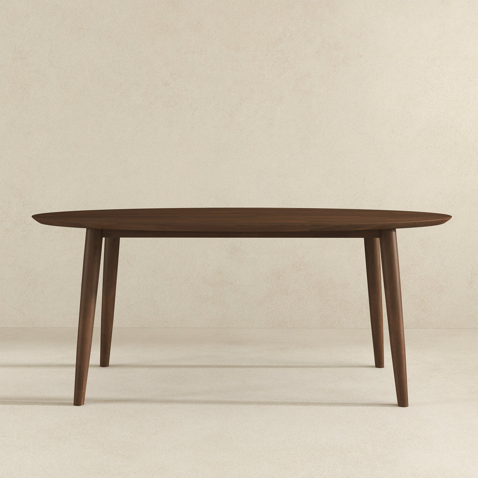Ashcroft - Ada Mid-Century Modern Style Solid Wood Walnut Oval Dining Table