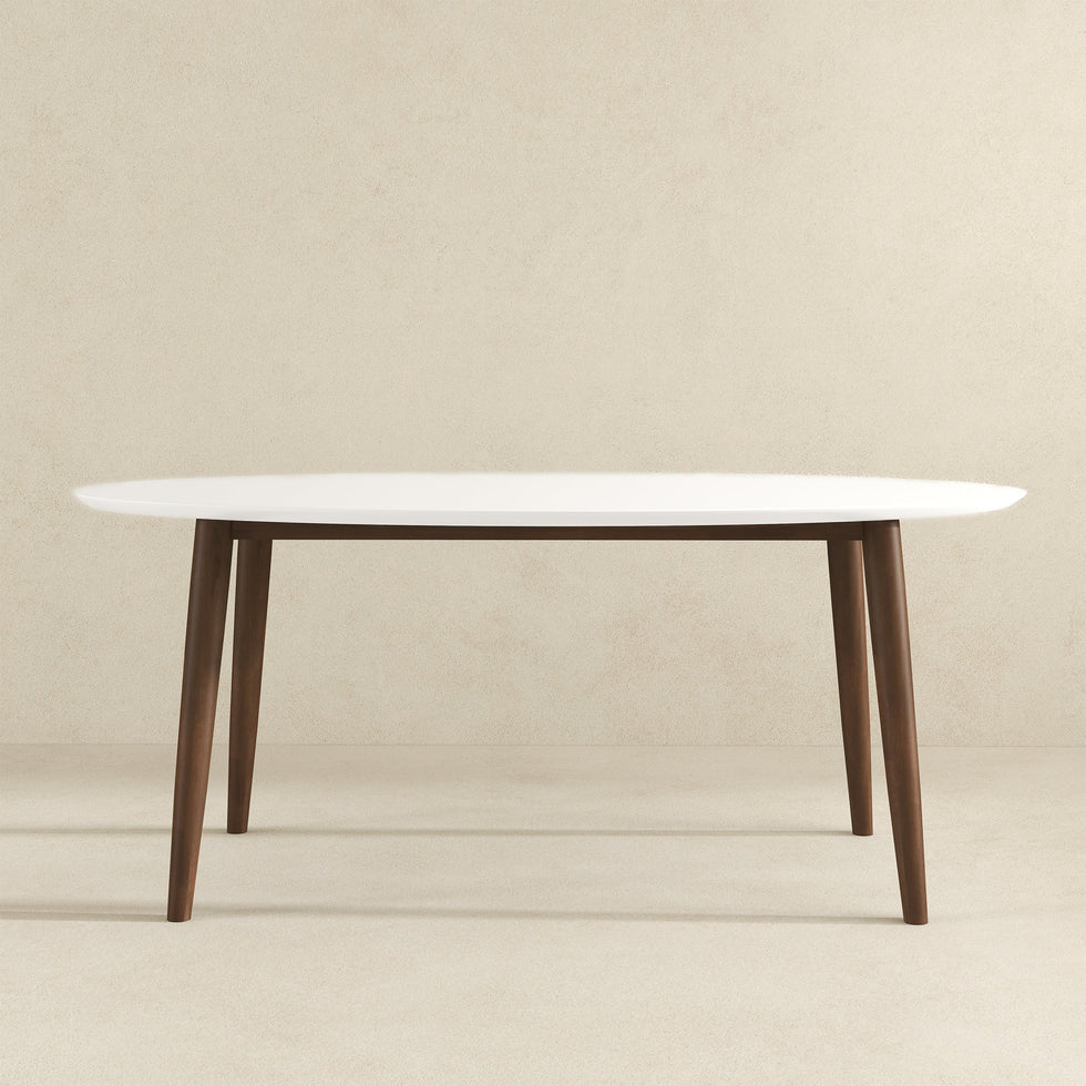 Ashcroft - Ada Mid-Century Modern Style Solid Wood Walnut Oval Dining Table