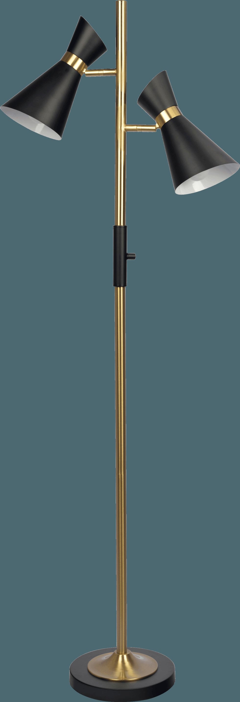 Ashcroft - Axis Brassed Gold Floor Lamp with 4-Way Switch Double Spots with Metal Base