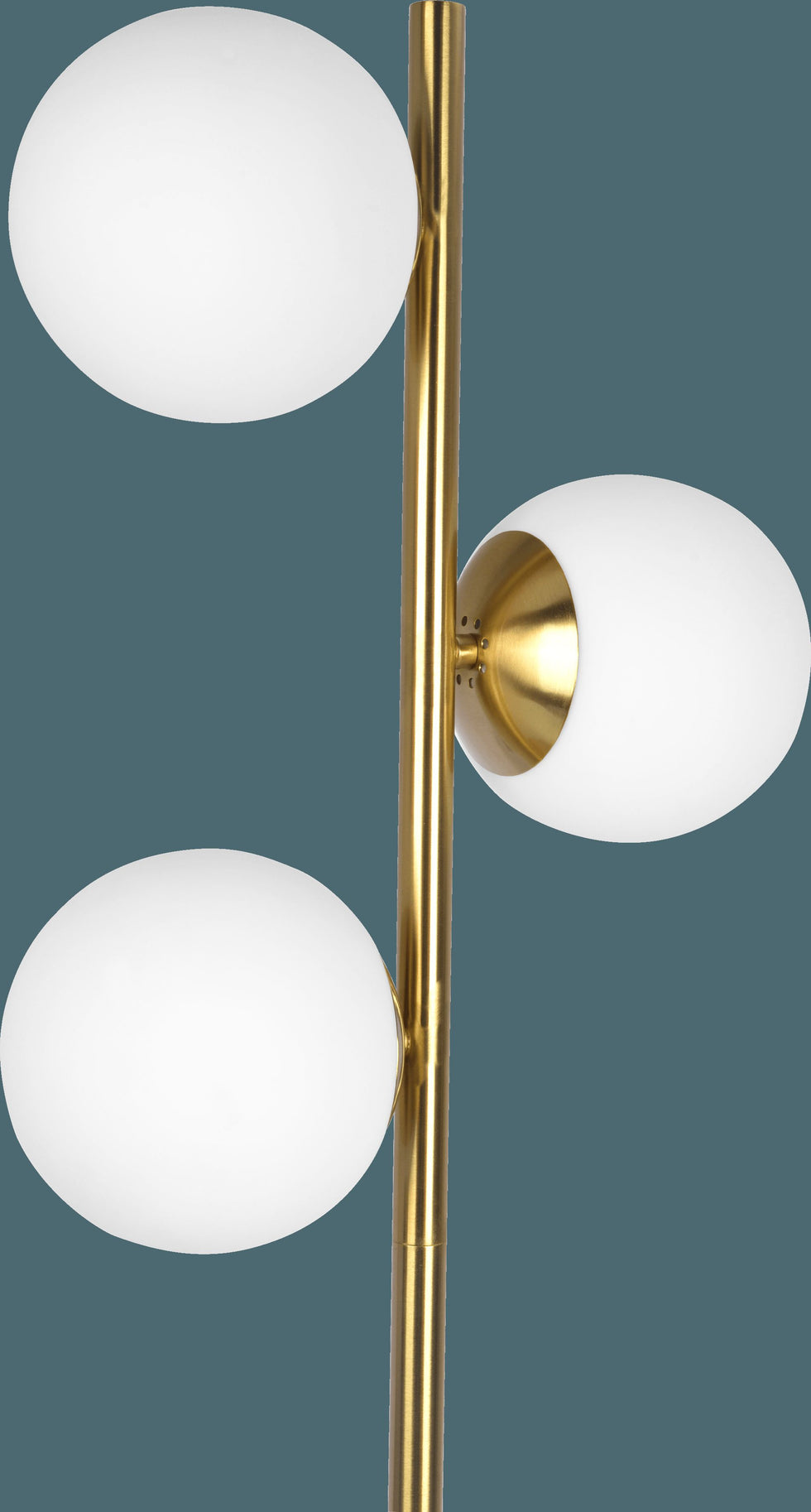 Ashcroft - Brilliance Modern Gold Brush Floor Lamp, Opal Glass Shades and Round Metal Base