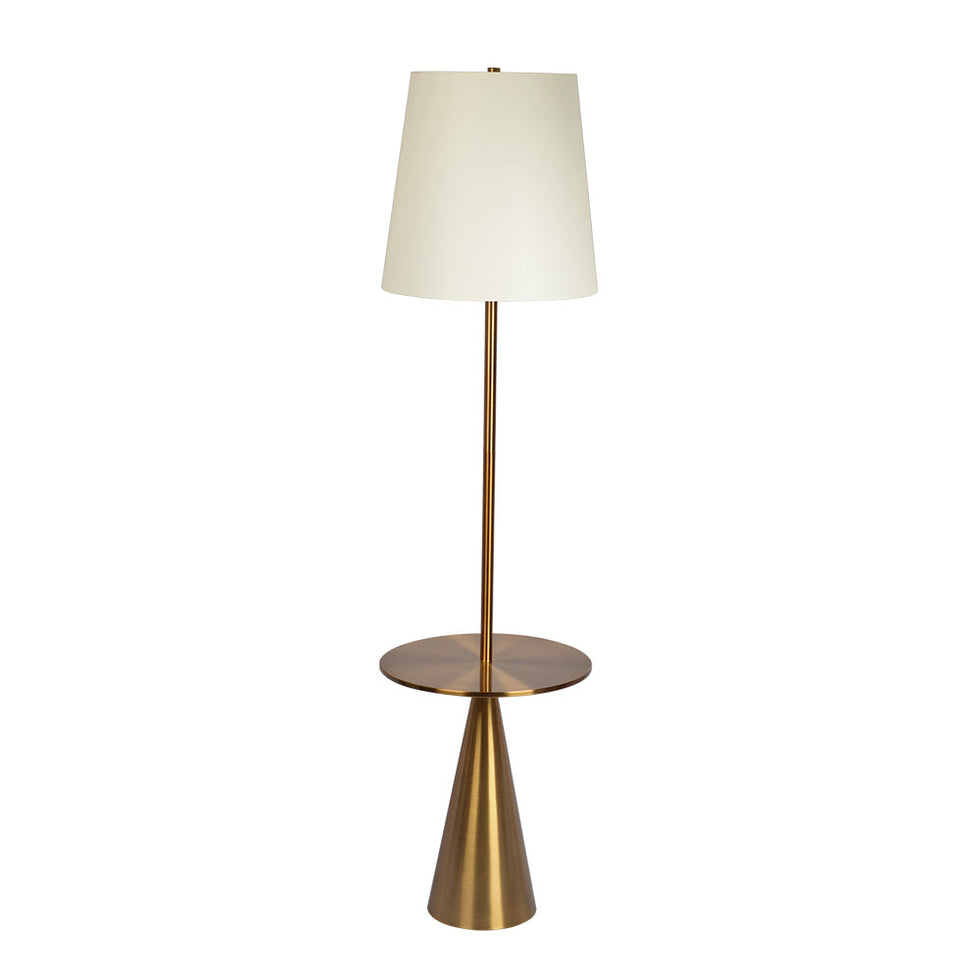 Ashcroft - Celestial Modern Floor Lamp with Brass Accent Table with Large White Shade