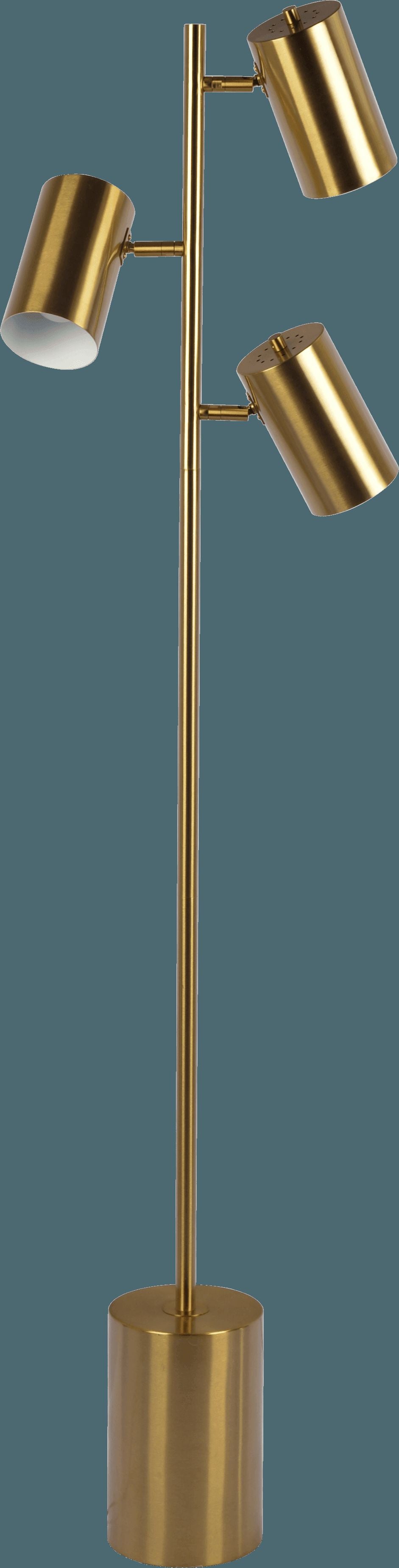 Ashcroft - Harmony Brassed Gold Floor Lamp with Rotary Switch Triple Spots Metal Block Base