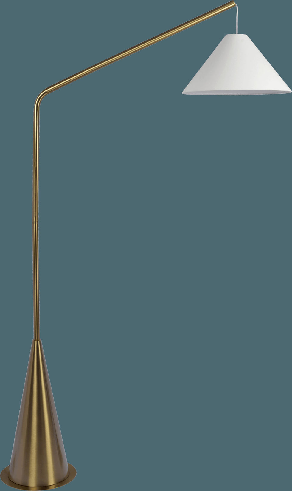 Ashcroft - Lisbon Black Floor Lamp with On/Off Switch Coned Base Hanging White Fabric Shade