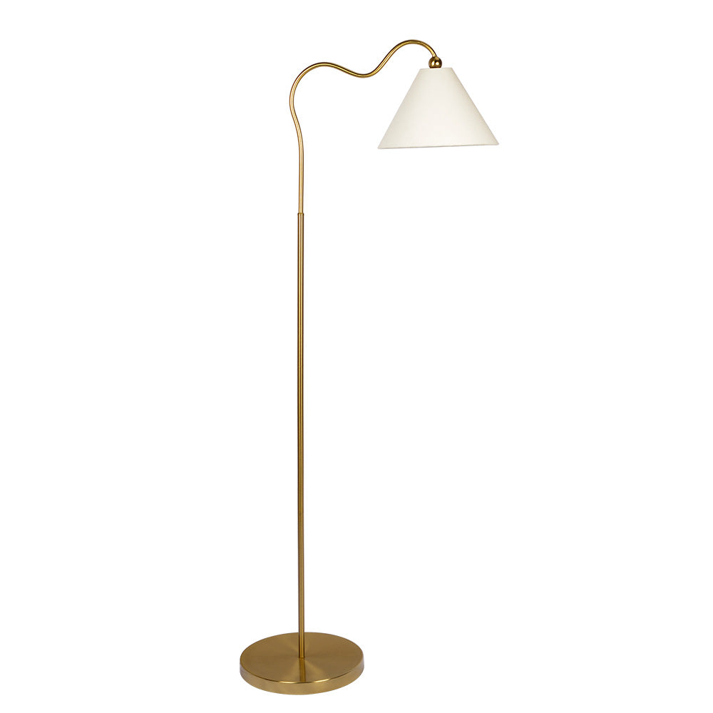 Ashcroft - Majestic Brass Ring Base Curved Floor Lamp with Triangle White Drum Shade