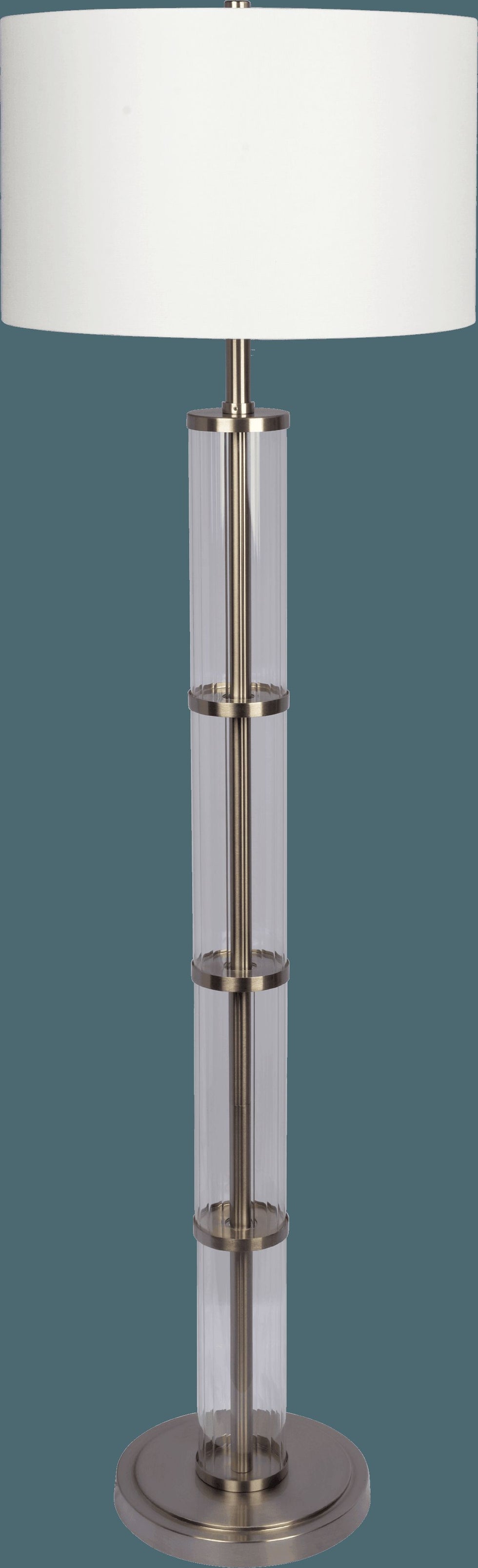 Ashcroft - Nimbus Brushed Nickel Floor Lamp with 3-Way Rotary Switch Clear Glass Body Metal Base