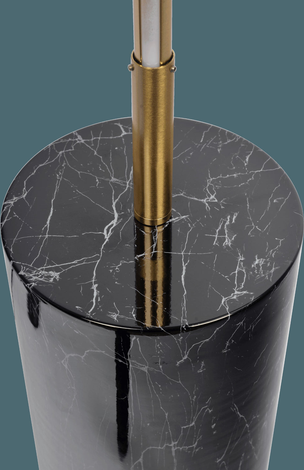 Ashcroft - Prism Brassed Gold LED Floor Lamp with On/Off Switch Faux Marble Base